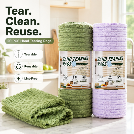 Pellucem 20-Pack Tear-Off Reusable Cleaning Cloths – Super Absorbent, Lint-Free & Streak-Free for Kitchen, Glass, Car & More