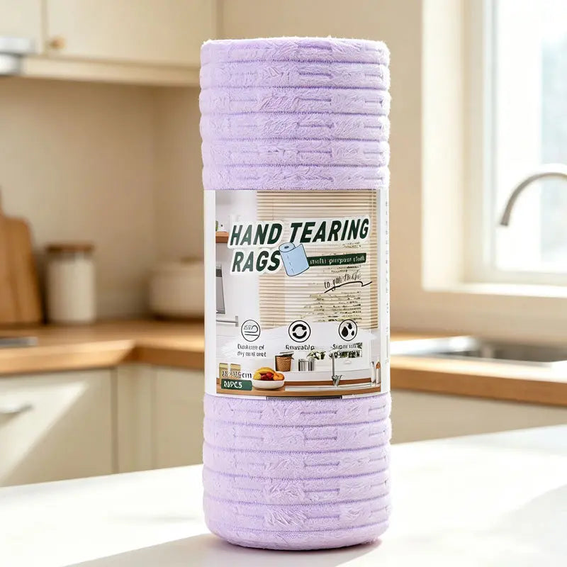 Pellucem 20-Pack Tear-Off Reusable Cleaning Cloths – Super Absorbent, Lint-Free & Streak-Free for Kitchen, Glass, Car & More