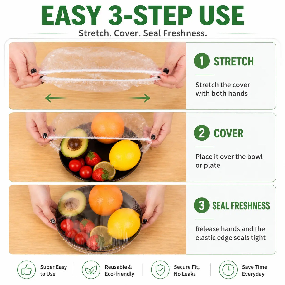 Pellucem 100PCS Disposable Stretch Food Covers for Bowls & Plates