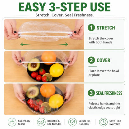 Pellucem 100PCS Disposable Stretch Food Covers for Bowls & Plates