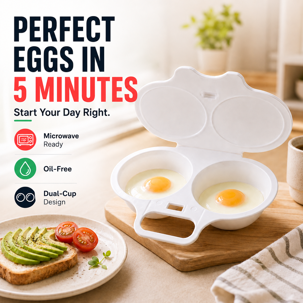 Pellucem Microwave Egg Poacher with Lid & Handle
