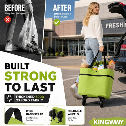 Pellucem 2-in-1 Foldable Shopping Trolley Bag with Wheels