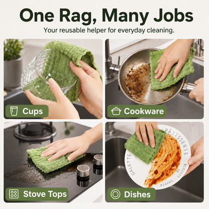 Pellucem 20-Pack Tear-Off Reusable Cleaning Cloths – Super Absorbent, Lint-Free & Streak-Free for Kitchen, Glass, Car & More