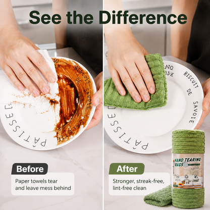 Pellucem 20-Pack Tear-Off Reusable Cleaning Cloths – Super Absorbent, Lint-Free & Streak-Free for Kitchen, Glass, Car & More