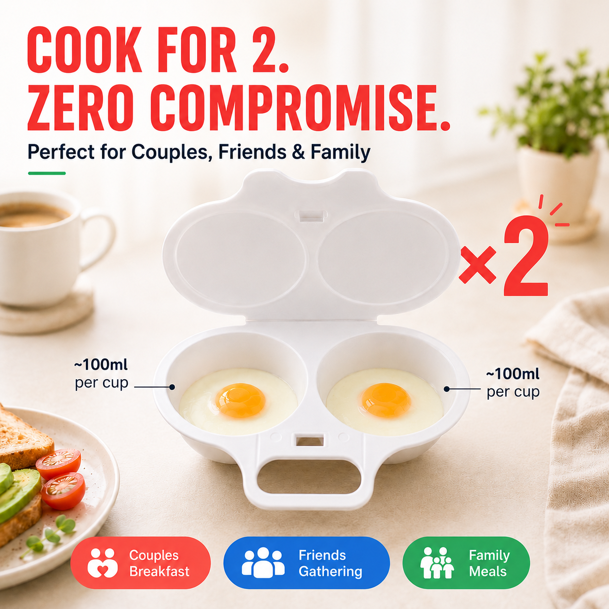 Pellucem Microwave Egg Poacher with Lid & Handle