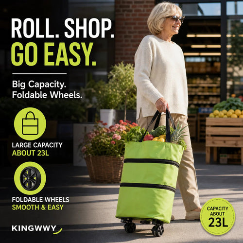 Pellucem 2-in-1 Foldable Shopping Trolley Bag with Wheels