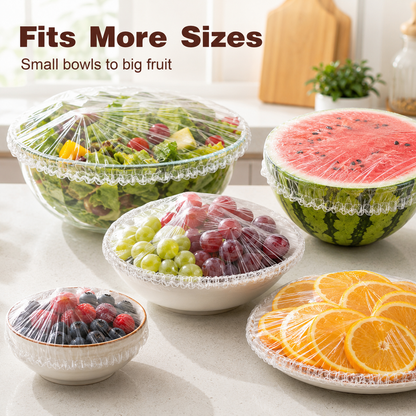 Pellucem 100PCS Disposable Stretch Food Covers for Bowls & Plates