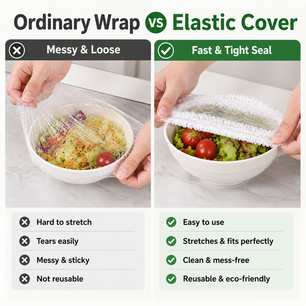 Pellucem 100PCS Disposable Stretch Food Covers for Bowls & Plates