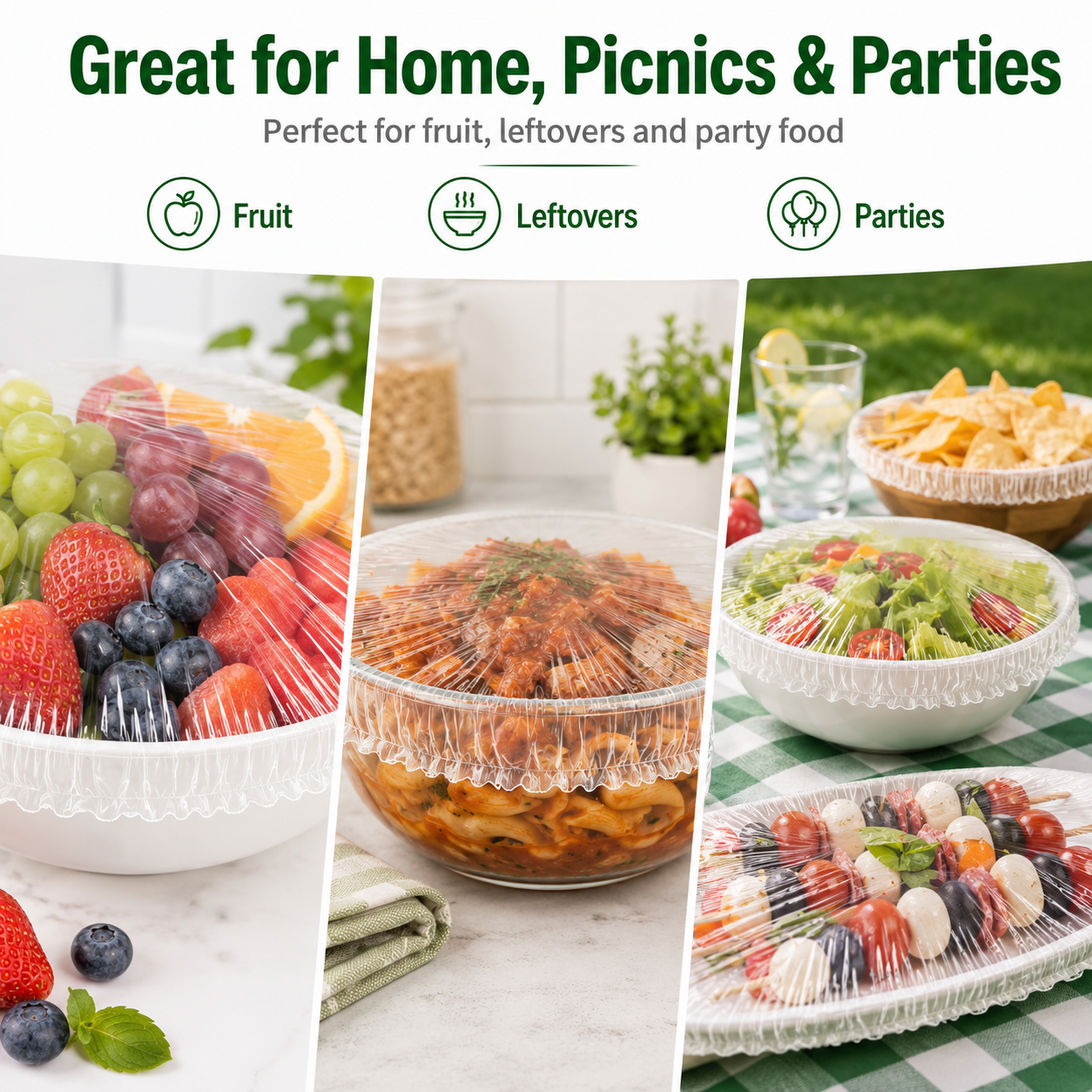 Pellucem 100PCS Disposable Stretch Food Covers for Bowls & Plates