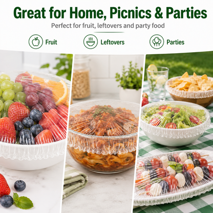 Pellucem 100PCS Disposable Stretch Food Covers for Bowls & Plates