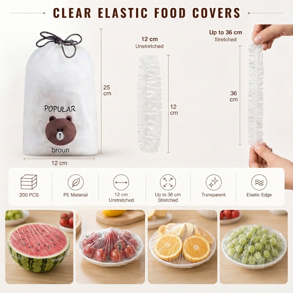 Pellucem 100PCS Disposable Stretch Food Covers for Bowls & Plates