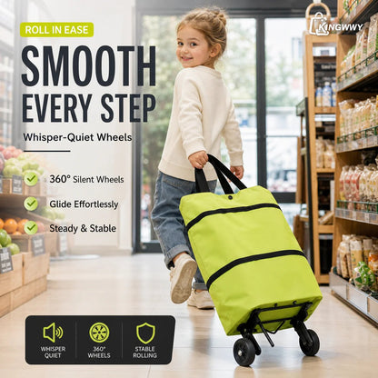 Pellucem 2-in-1 Foldable Shopping Trolley Bag with Wheels
