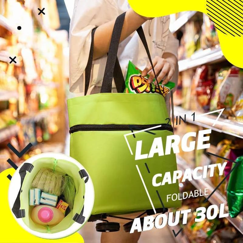 Pellucem 2-in-1 Foldable Shopping Trolley Bag with Wheels