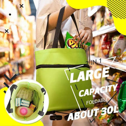 Pellucem 2-in-1 Foldable Shopping Trolley Bag with Wheels